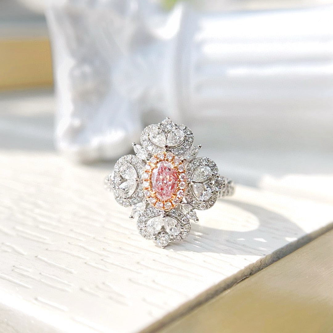 Gia Certified 14k Gold 1.65 Ctw Natural Pink Diamond & Diamond Ring/pendant( Without Chain ) - 5