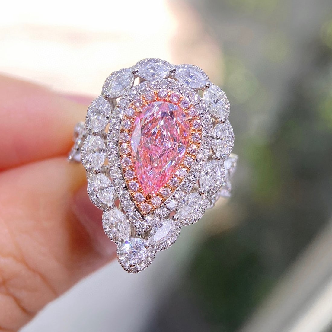 Gia Certified 14k Gold 2.88 Ctw Natural Pink Diamond & Diamond Ring/pendant( Without Chain ) - 2