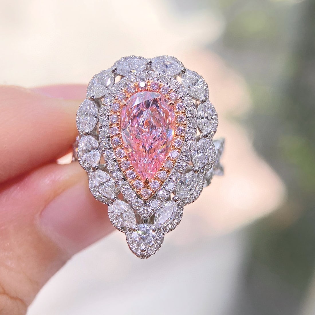 Gia Certified 14k Gold 2.88 Ctw Natural Pink Diamond & Diamond Ring/pendant( Without Chain ) - 3