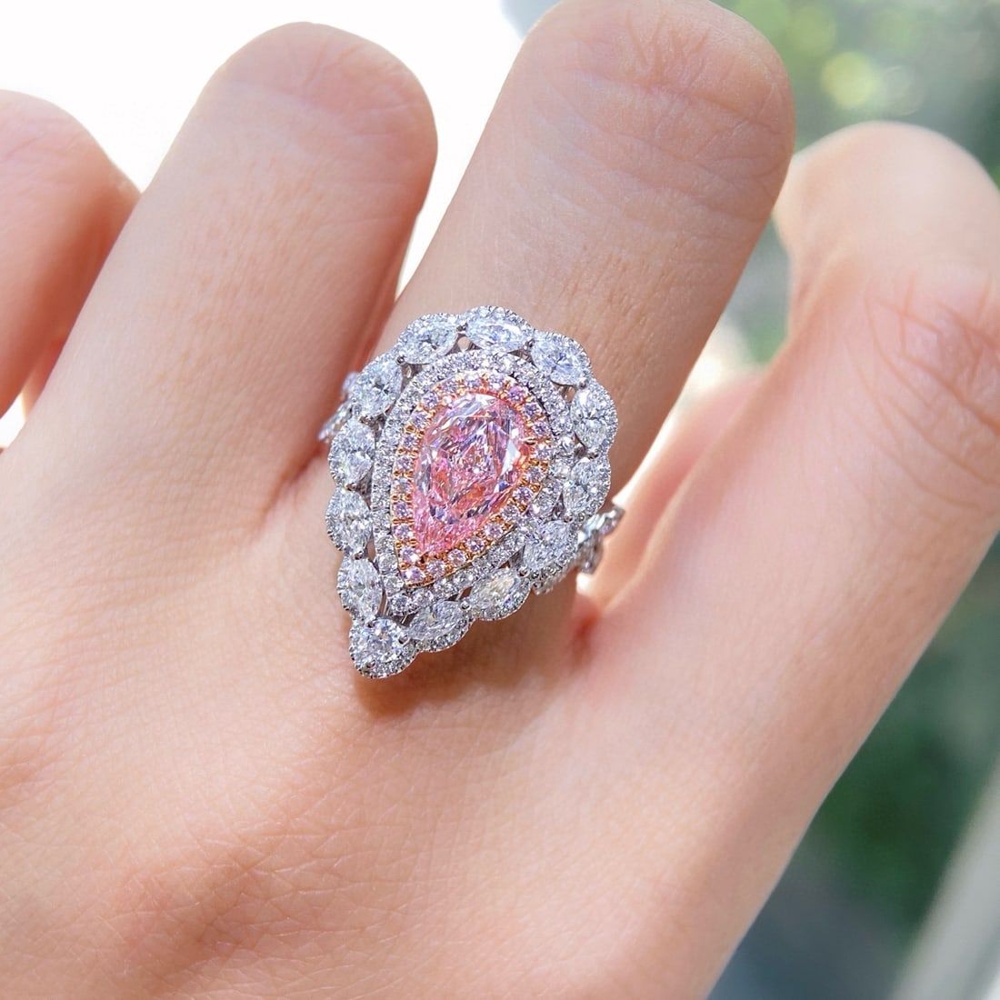 Gia Certified 14k Gold 2.88 Ctw Natural Pink Diamond & Diamond Ring/pendant( Without Chain ) - 5
