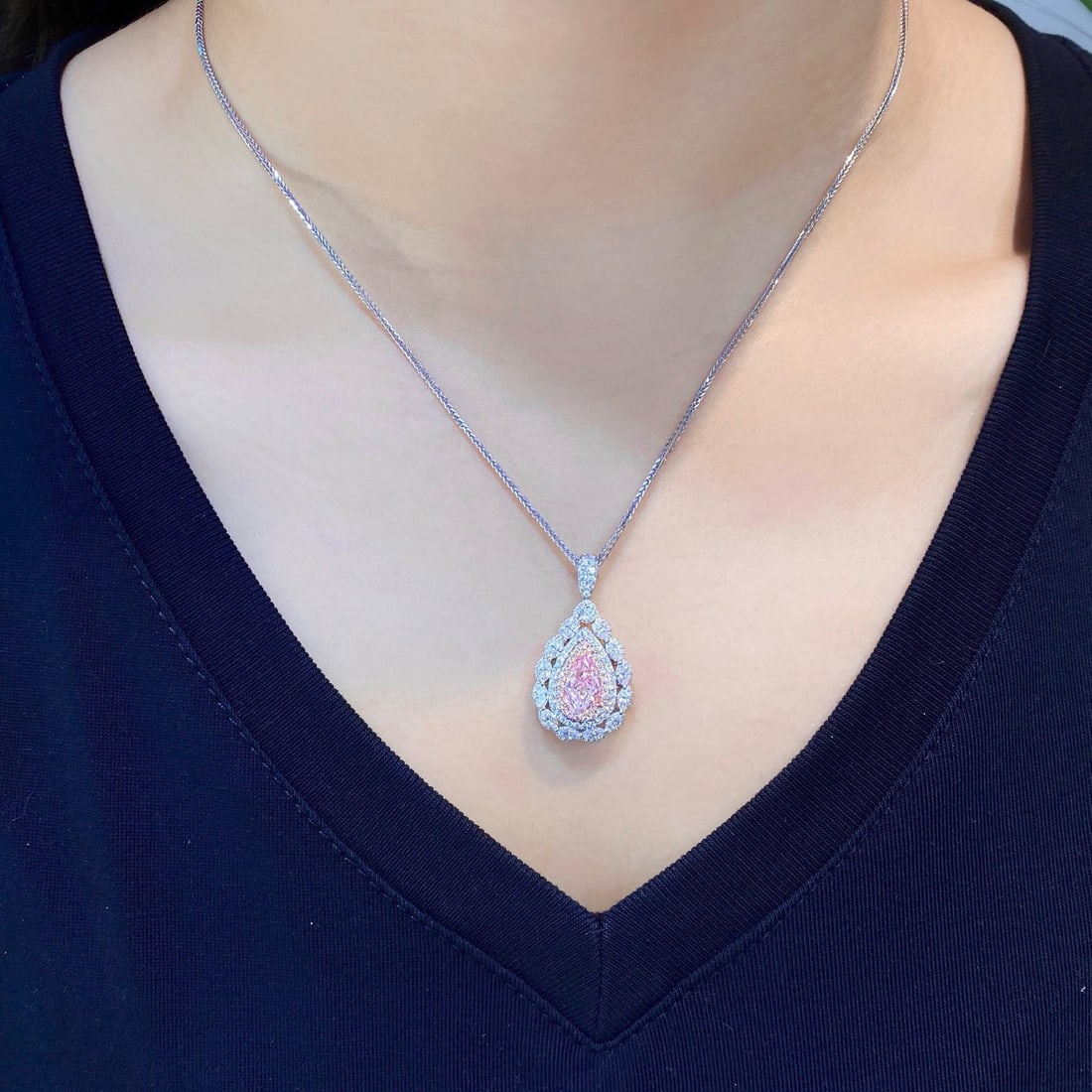 Gia Certified 14k Gold 2.88 Ctw Natural Pink Diamond & Diamond Ring/pendant( Without Chain ) - 6