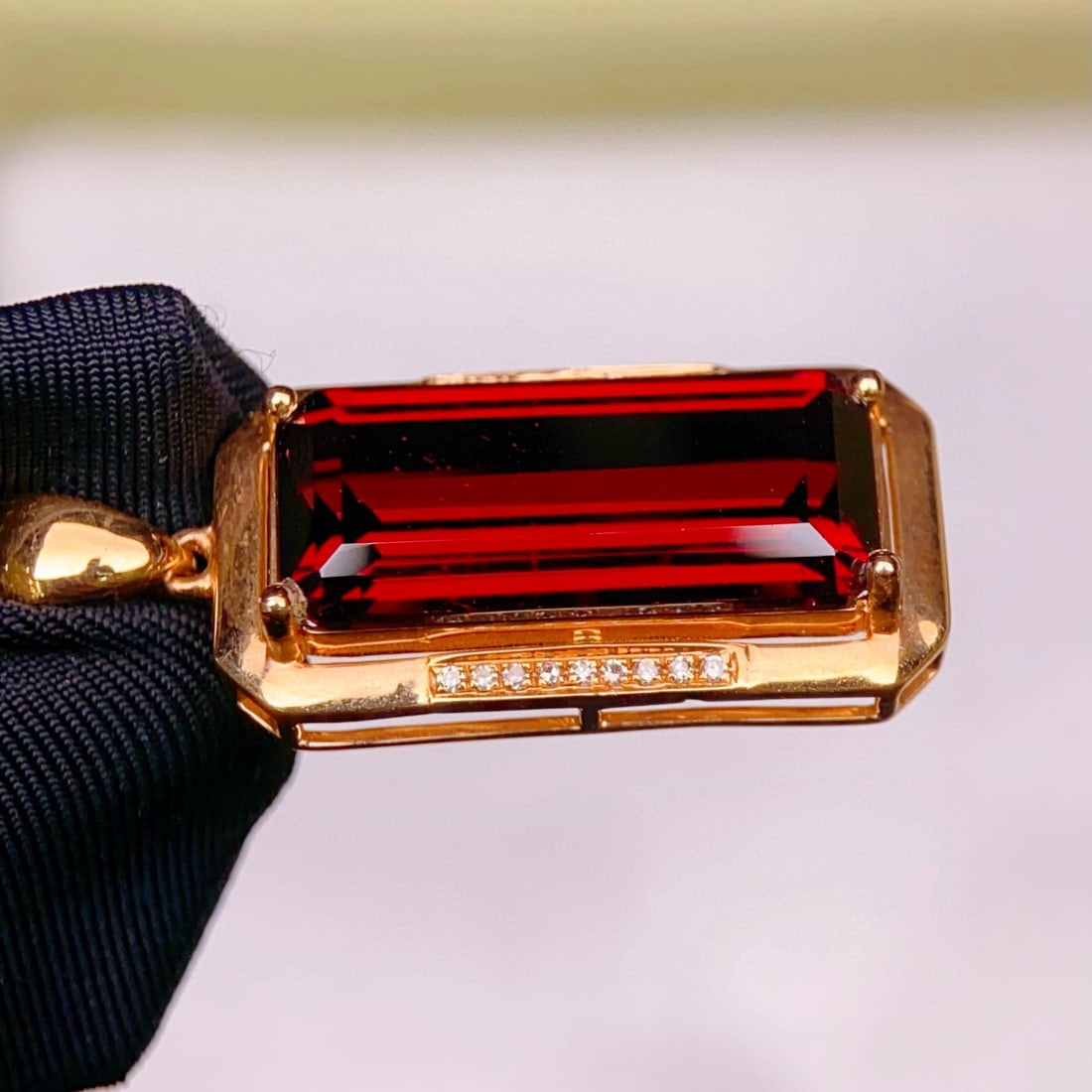 14k Gold 7.80 Ctw Natural Garnet & Diamond Pendant( Without Chain ) - 5