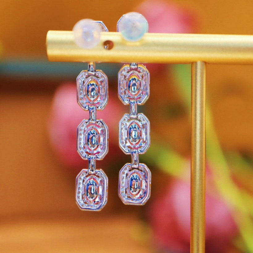 14k Gold 5.04 Ctw Natural Padparadscha Sapphire & Diamond Earrings - 4