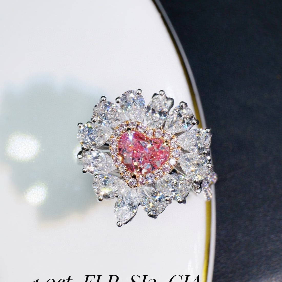 Gia Certified 14k Gold 3.22 Ctw Natural Pink Diamond & Diamond Ring/pendant( Without Chain ): Ref:231052109 // gold content:14k gold // ring size:7. 25us // // main gemstone:pink diamond // certified:gia // shape:heart // carat weight:1. 00ct // clarity grade:si2 // color:pink //