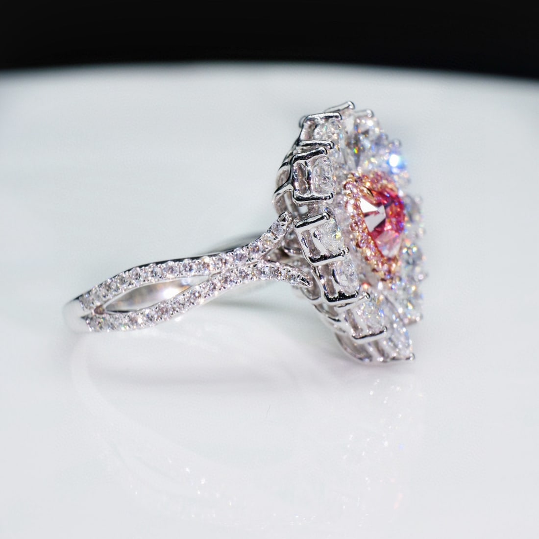 Gia Certified 14k Gold 3.22 Ctw Natural Pink Diamond & Diamond Ring/pendant( Without Chain ) - 2