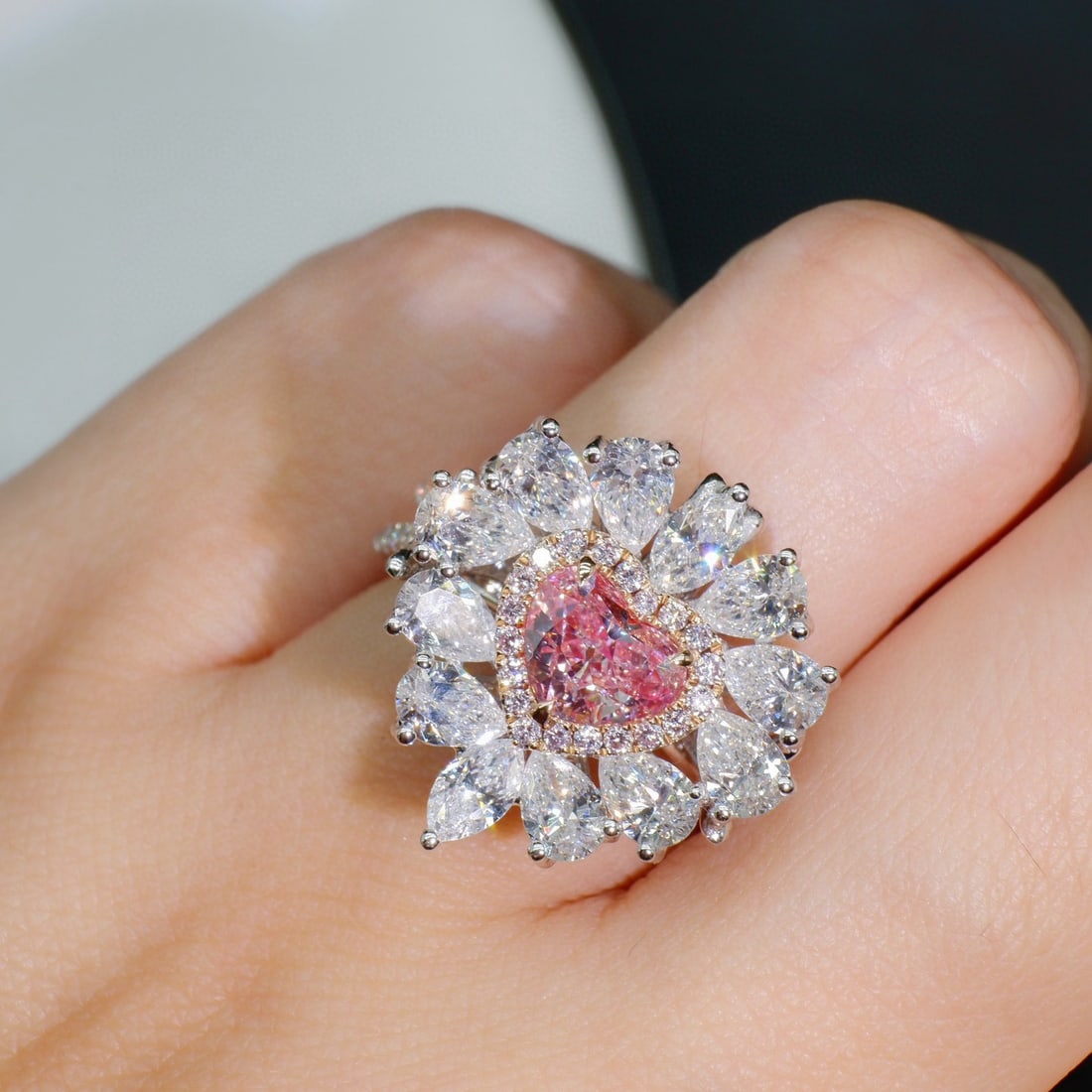 Gia Certified 14k Gold 3.22 Ctw Natural Pink Diamond & Diamond Ring/pendant( Without Chain ) - 4