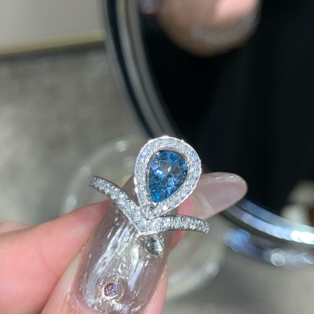 14k Gold 1.28 Ctw Natural Aquamarine & Diamond Ring - 3