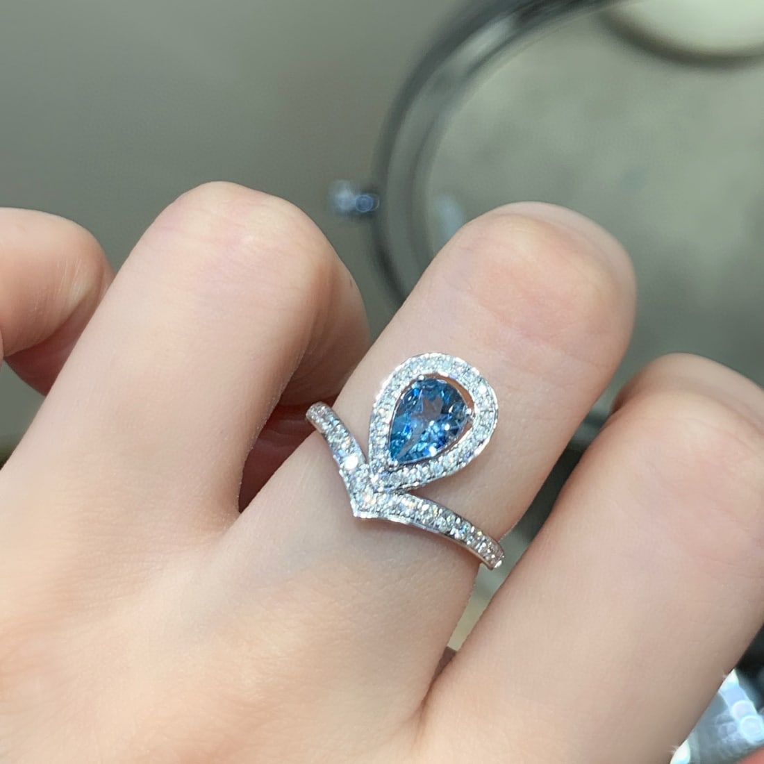 14k Gold 1.28 Ctw Natural Aquamarine & Diamond Ring - 4