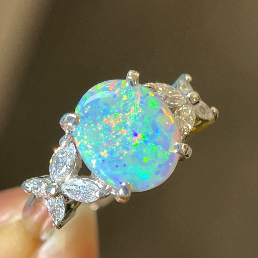 14k Gold 2.45 Ctw Natural Opal & Diamond Ring - 2