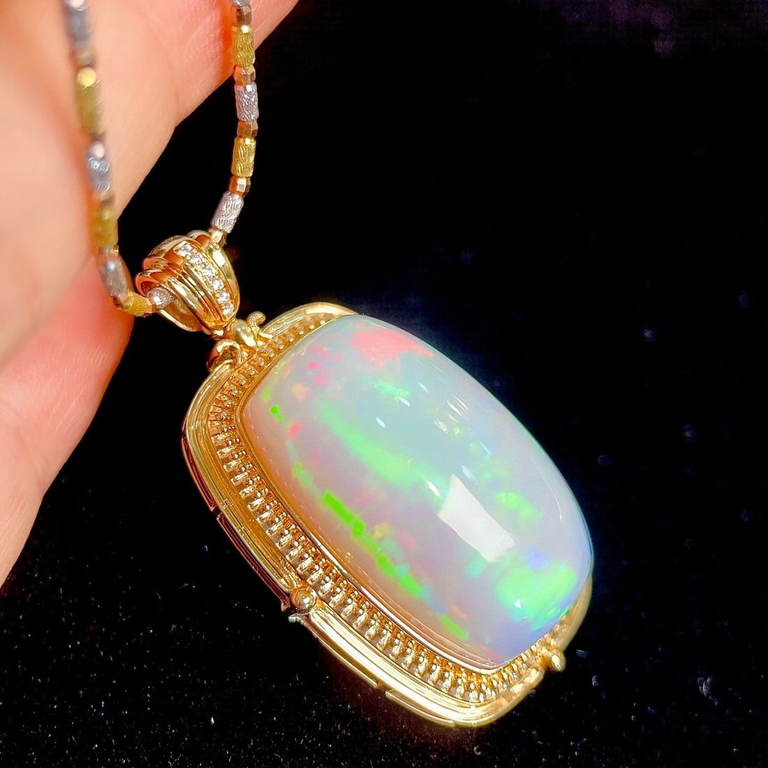 14k Gold 36.73 Ctw Natural Opal & Diamond Pendant( Without Chain ) - 3