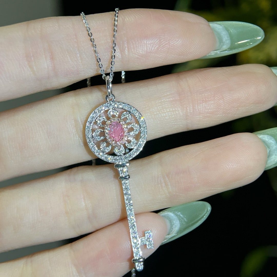Gia Certified 14k Gold 0.74 Ctw Natural Pink Diamond & Diamond Necklace - 4
