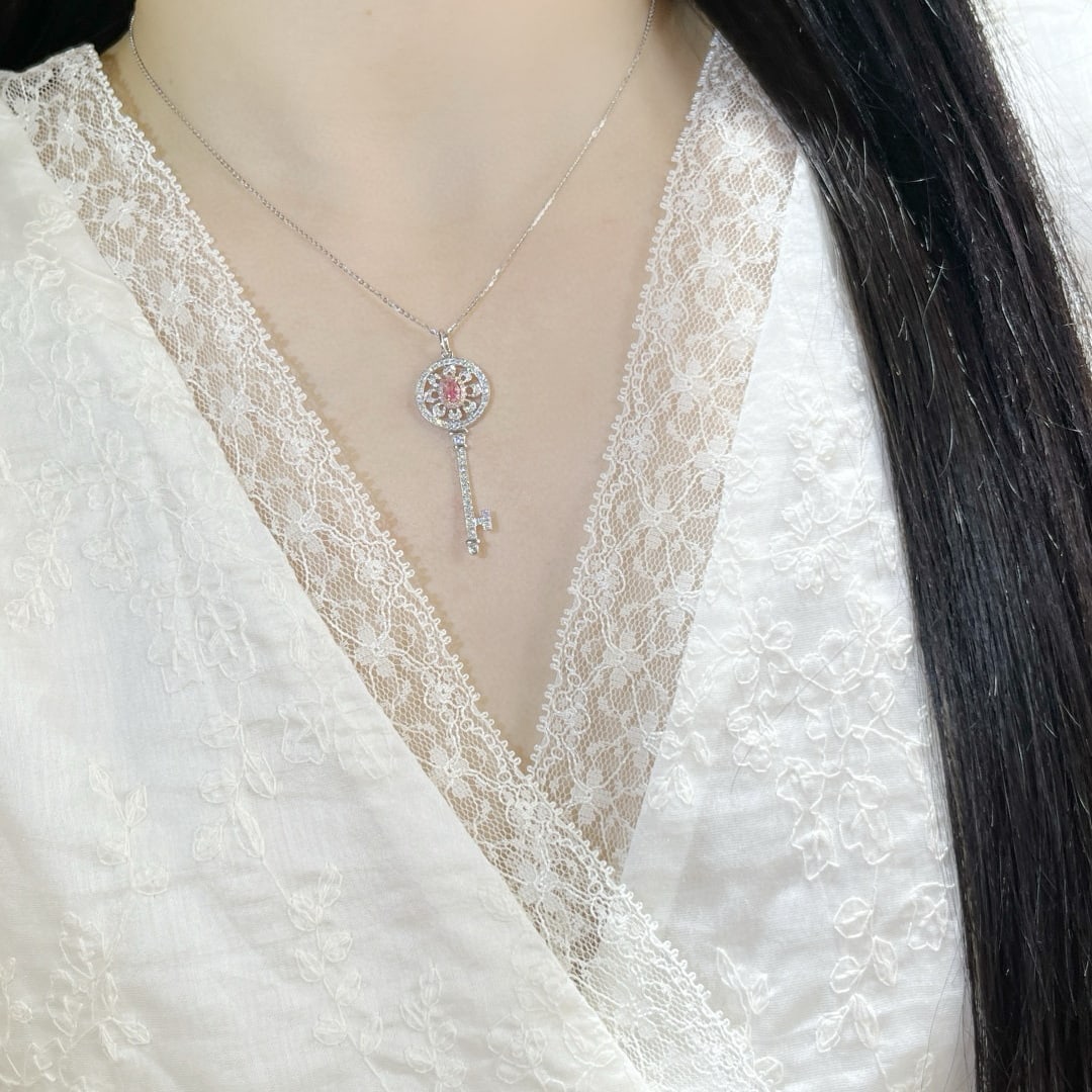 Gia Certified 14k Gold 0.74 Ctw Natural Pink Diamond & Diamond Necklace - 6