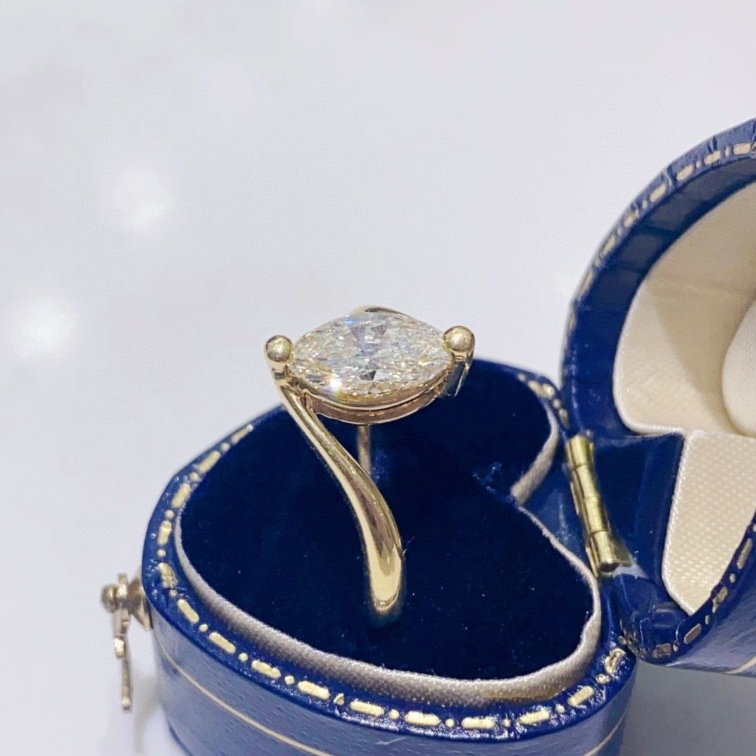 14k Gold 1.10 Ct Natural H Diamond Ring - 4