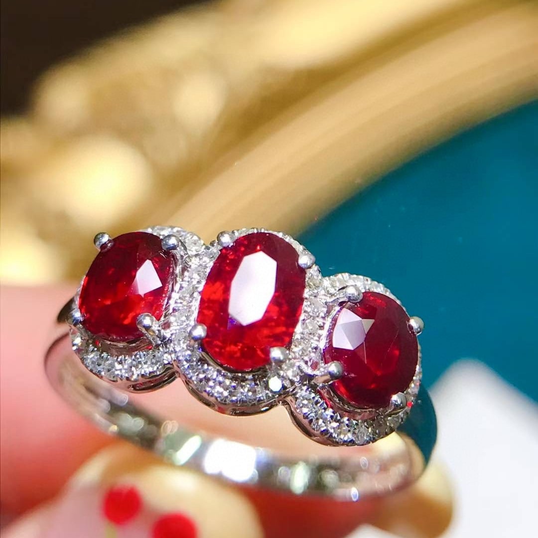 14k Gold 2 Ct Natural Ruby & Diamond Ring - 2