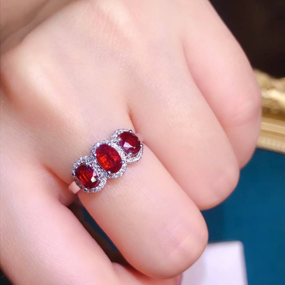 14k Gold 2 Ct Natural Ruby & Diamond Ring - 4