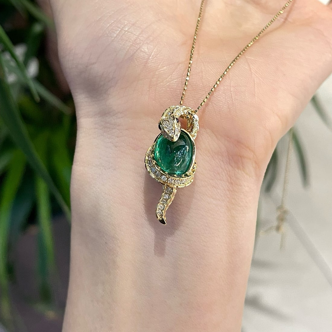 14k Gold 4.99 Ct Natural Emerald & Diamond Pendant( Without Chain ) - 4