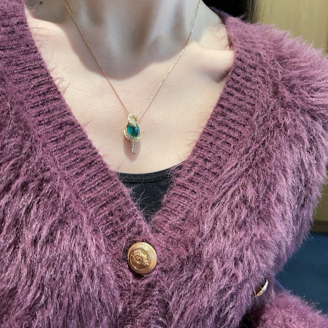 14k Gold 4.99 Ct Natural Emerald & Diamond Pendant( Without Chain ) - 6