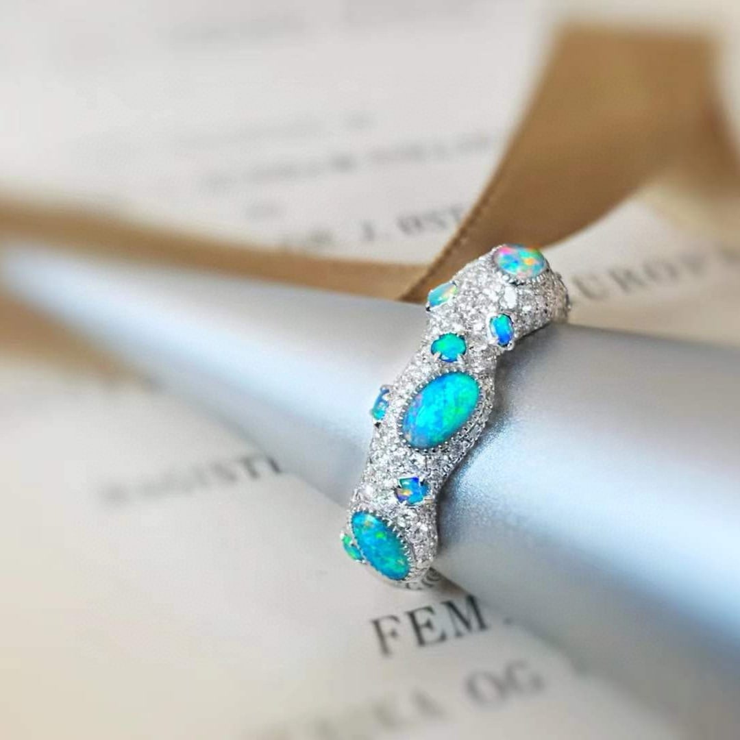 14k Gold 1.7 Ctw Natural Opal & Diamond Ring - 2