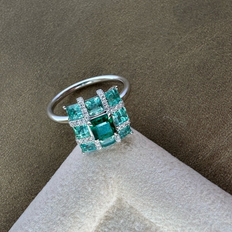 14k Gold 1.62 Ctw Vivid Green Natural Emerald & Emerald Ring - 2