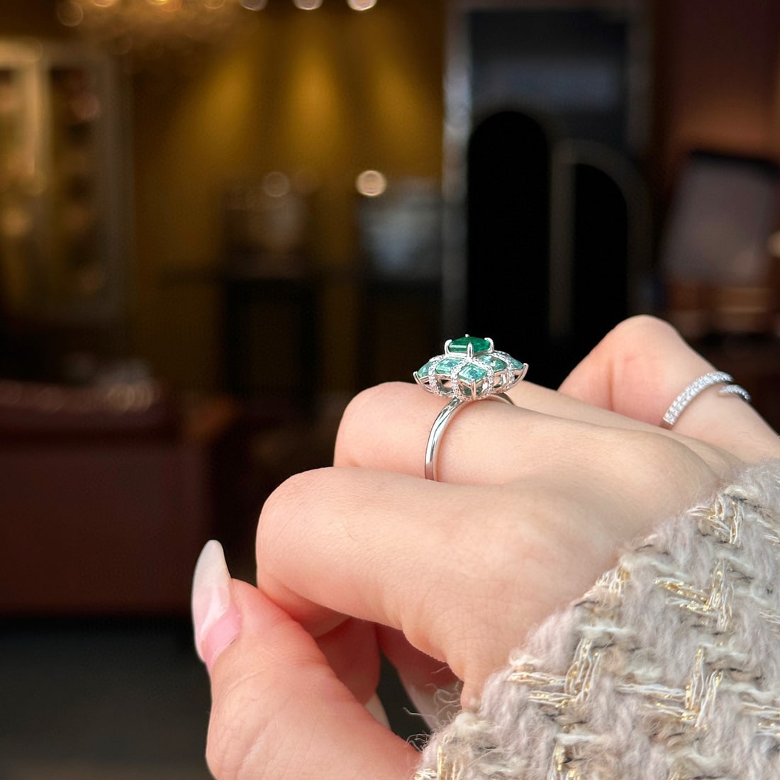 14k Gold 1.62 Ctw Vivid Green Natural Emerald & Emerald Ring - 5