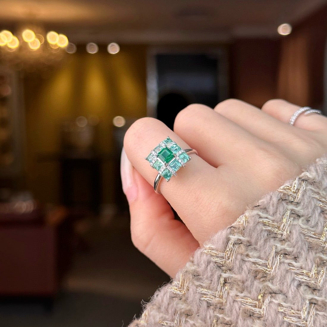 14k Gold 1.62 Ctw Vivid Green Natural Emerald & Emerald Ring - 7