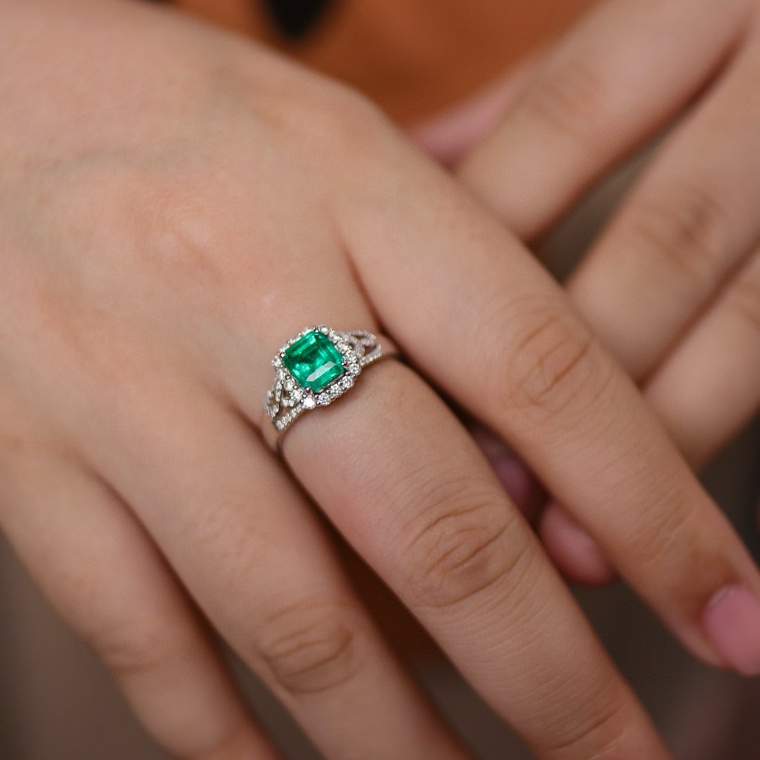 14k Gold 1.62 Ctw Natural Emerald & Diamond Ring - 5