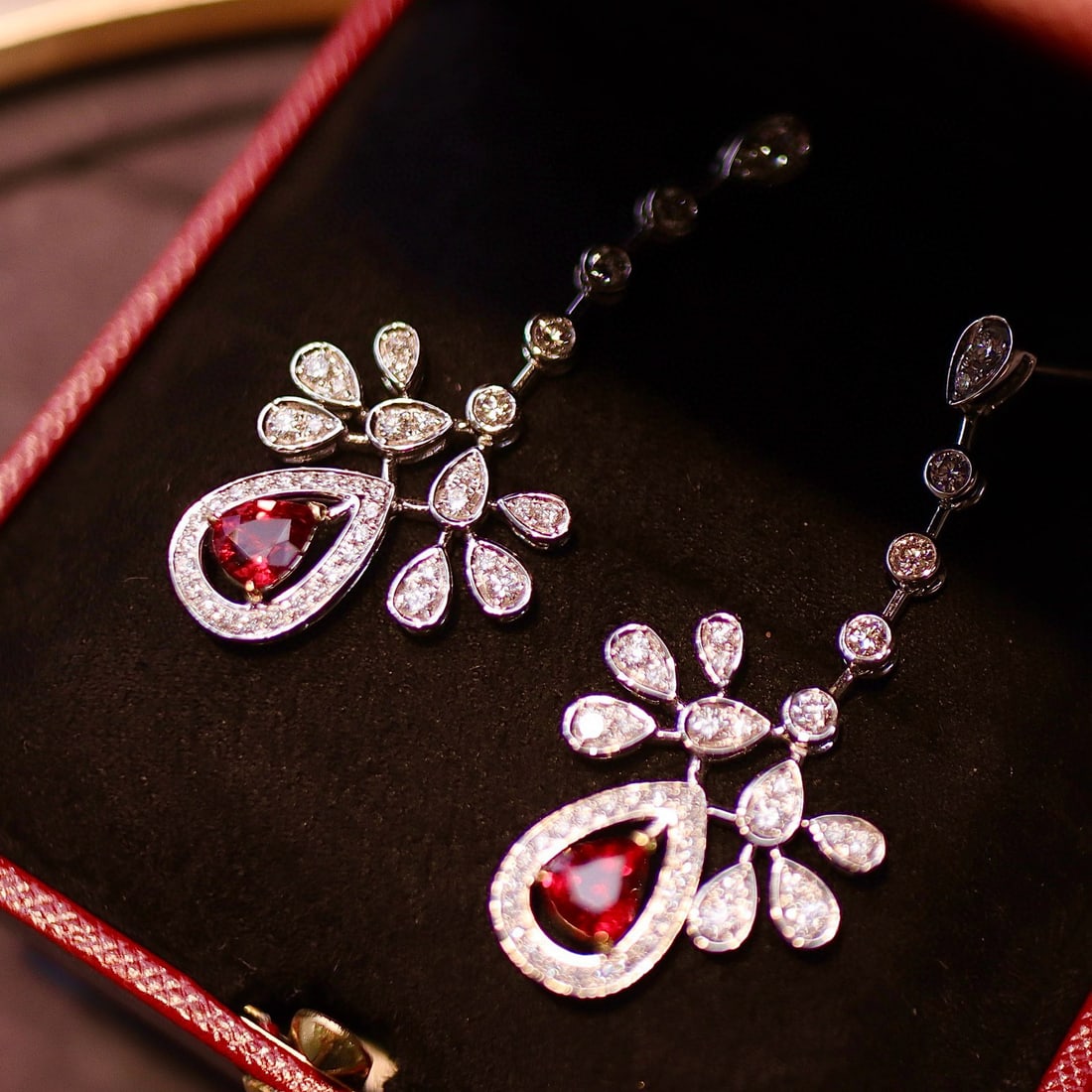 14k Gold 2.70 Ctw Natural Ruby & Diamond Earrings - 3