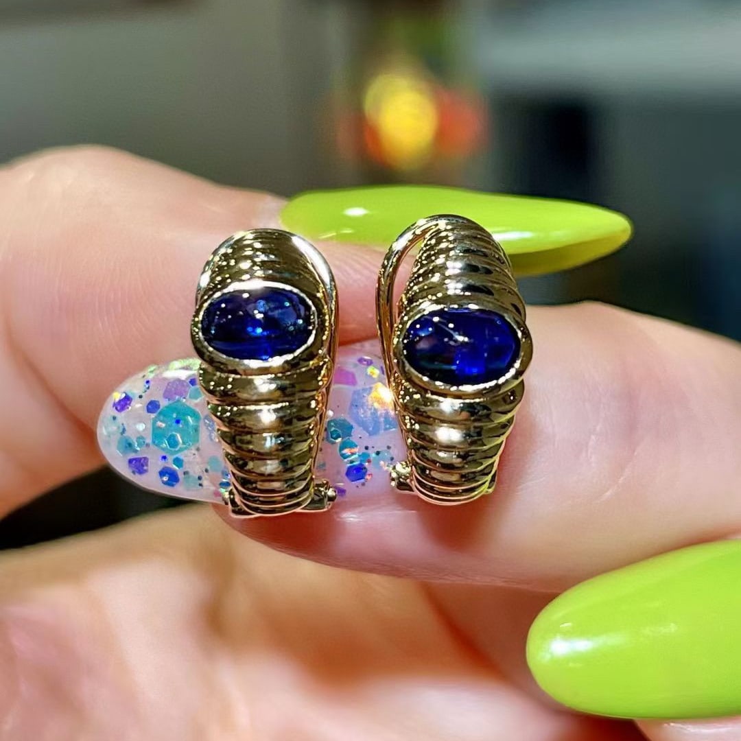 14k Gold 1.27 Ct Natural Sapphire Earrings - 4