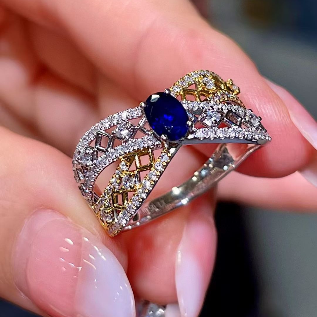 14k Gold 1.02 Ctw Natural Sapphire & Diamond Ring - 3