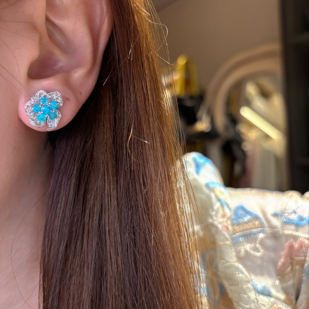 14k Gold 1 Ct Natural Paraiba Tourmaline & Diamond Earrings - 5