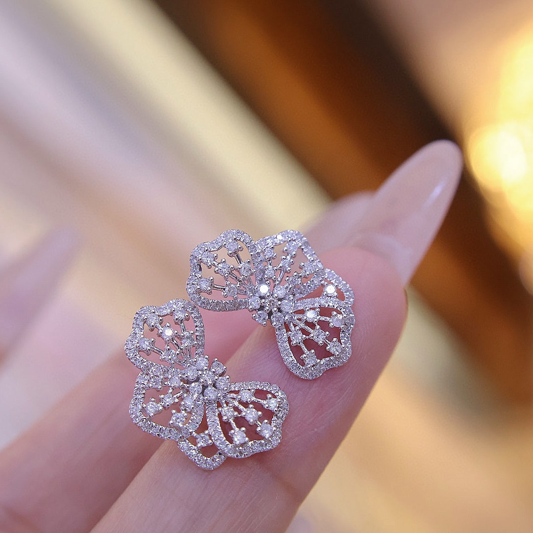 14k Gold 0.55 Ct Natural H Diamond Earrings - 3