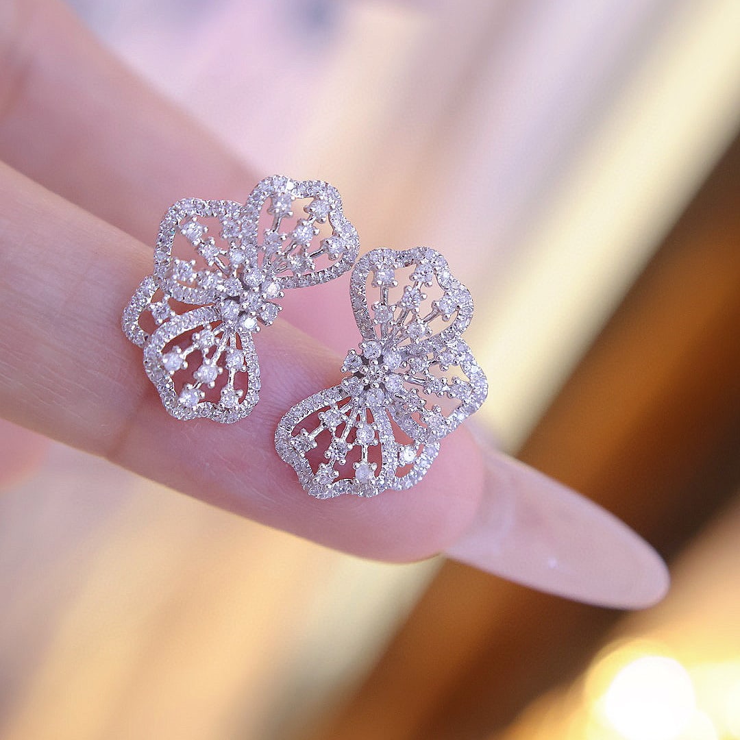 14k Gold 0.55 Ct Natural H Diamond Earrings - 4