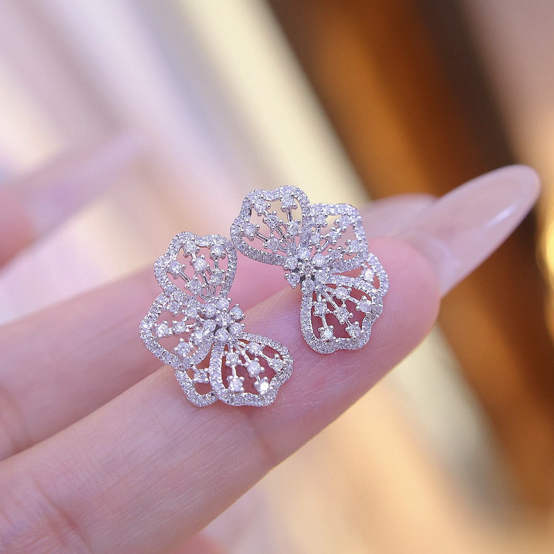 14k Gold 0.55 Ct Natural H Diamond Earrings - 6
