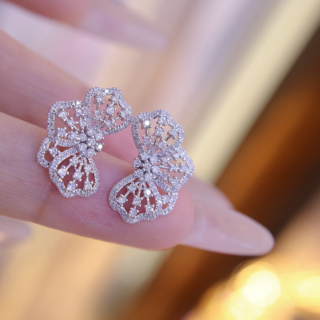 14k Gold 0.55 Ct Natural H Diamond Earrings - 7