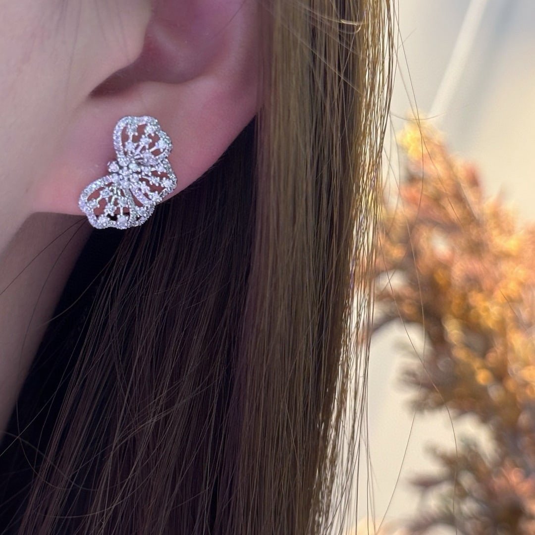 14k Gold 0.55 Ct Natural H Diamond Earrings - 8