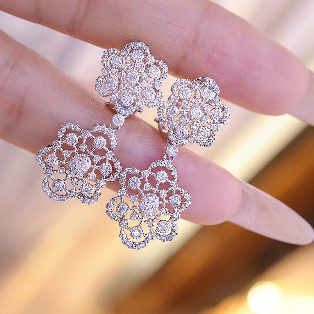 14k Gold 1 Ct Natural H Diamond Earrings - 2