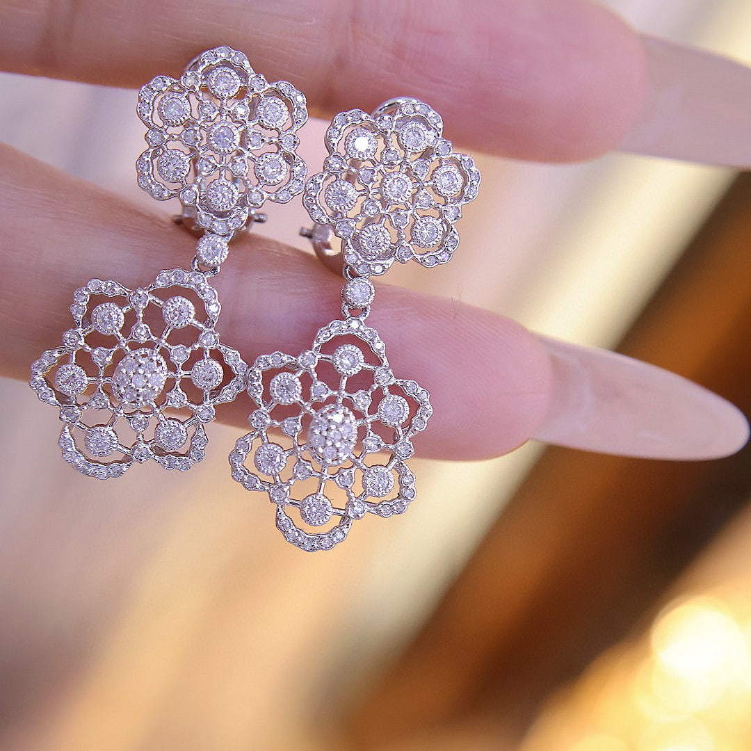 14k Gold 1 Ct Natural H Diamond Earrings - 4
