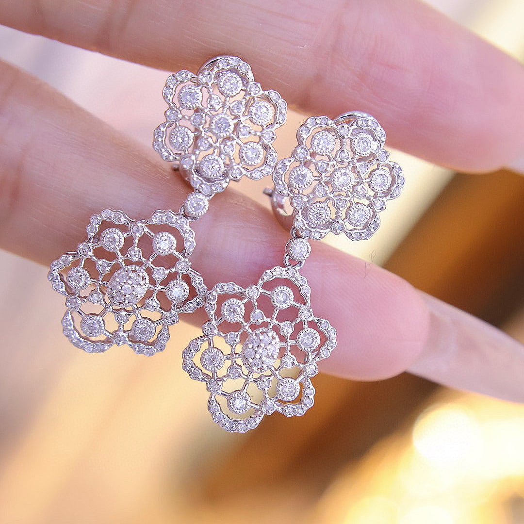 14k Gold 1 Ct Natural H Diamond Earrings - 5
