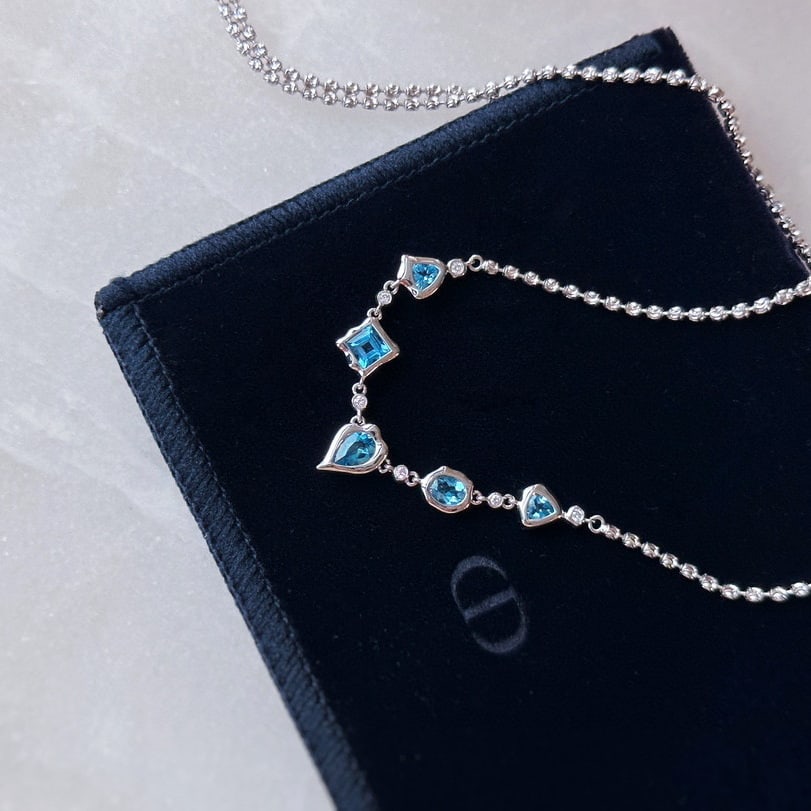 14k Gold 0.65 Ct Natural Aquamarine Necklace - 5