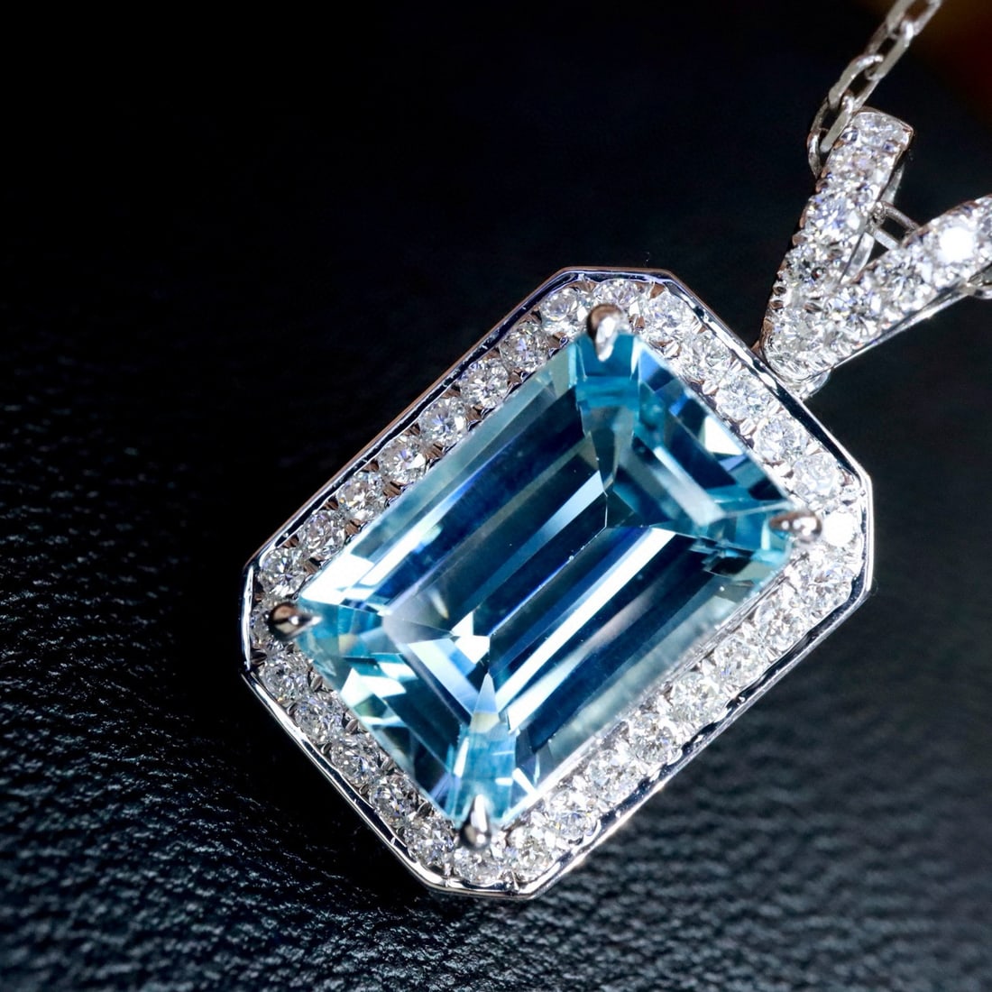 14k Gold 3.98 Ctw Natural Aquamarine & Diamond Pendant( Without Chain ) - 5