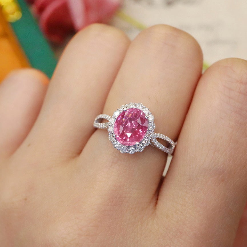 14k Gold 2.50 Ctw Natural Spinel & Diamond Ring - 5