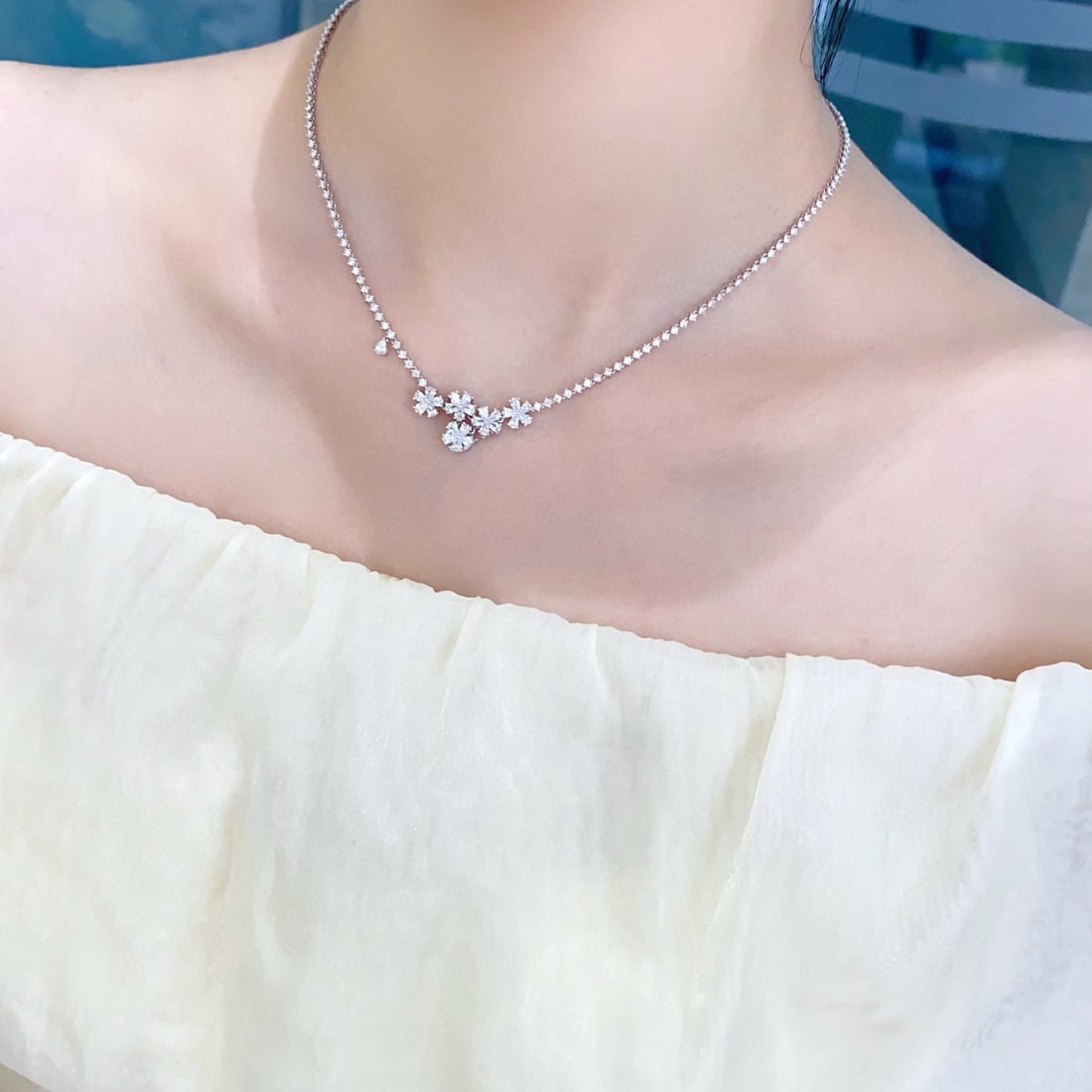 14k Gold 3.9 Ct Natural H Diamond Necklace - 3