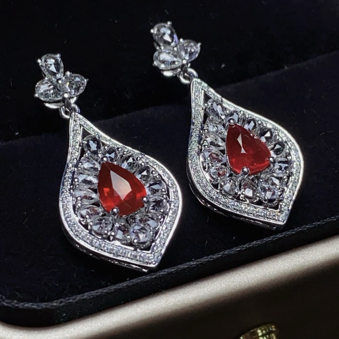 14k Gold 2.0 Ctw Natural Ruby & Diamond Earrings - 2