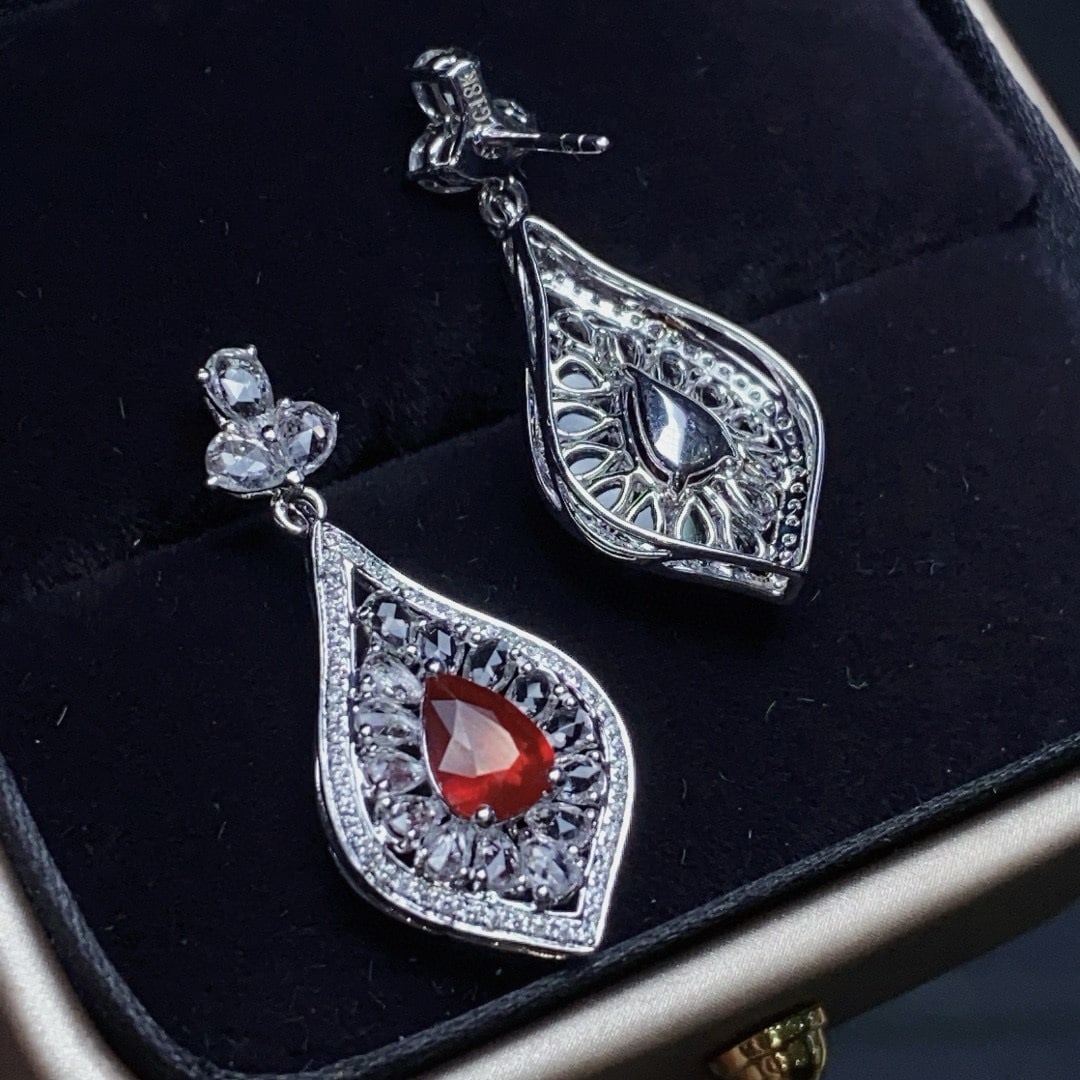 14k Gold 2.0 Ctw Natural Ruby & Diamond Earrings - 6