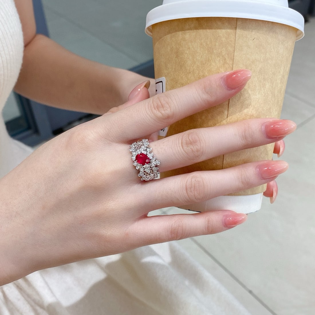 14k Gold 1.32 Ctw Natural Ruby & Diamond Ring - 4