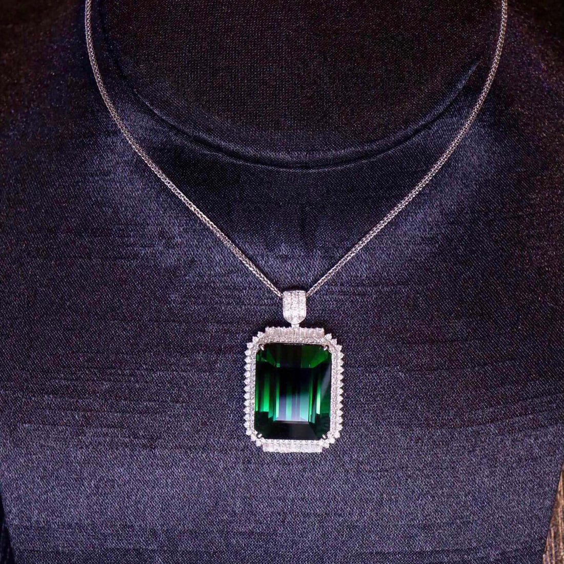 14k Gold 29.6 Ct Natural Tourmaline & Diamond Pendant( Without Chain ) - 6