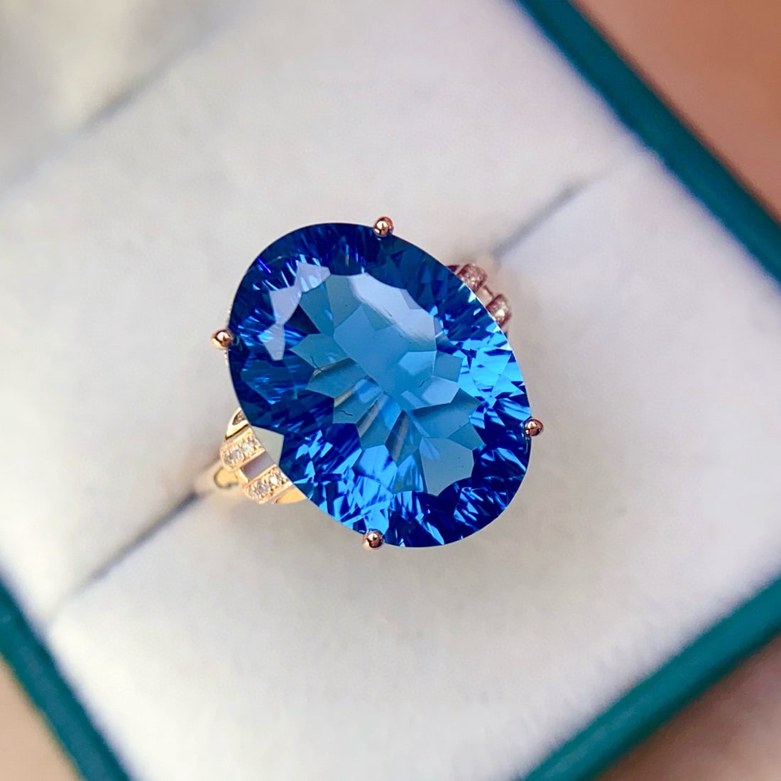 14k Gold 8.30 Ct Natural Topaz & Diamond Ring - 5