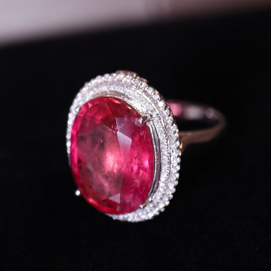 14k Gold 10.55 Ct Natural Tourmaline & Diamond Ring/pendant( Without Chain ) - 4