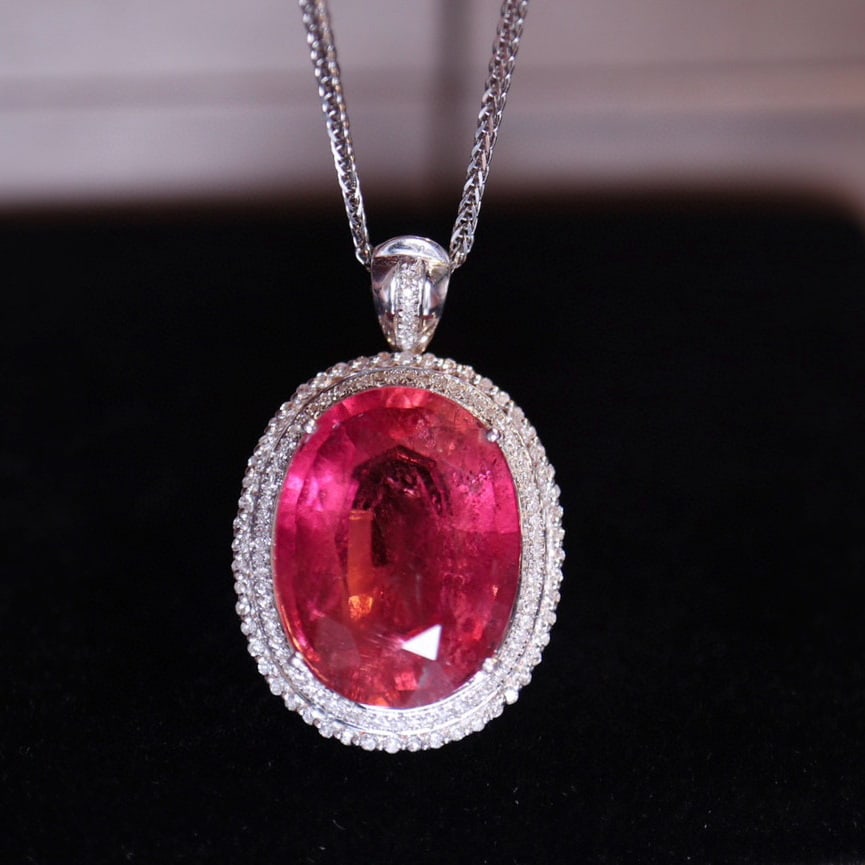 14k Gold 10.55 Ct Natural Tourmaline & Diamond Ring/pendant( Without Chain ) - 6