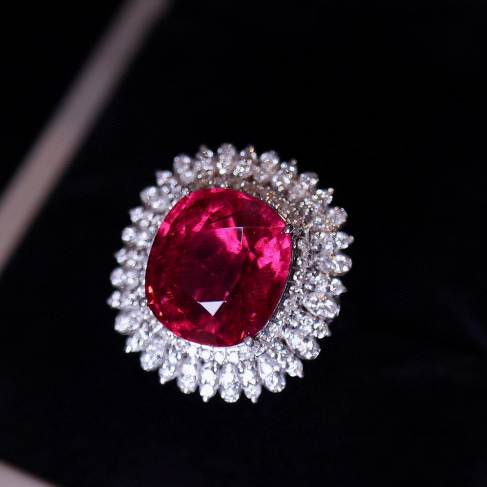 14k Gold 9 Ct Natural Tourmaline & Diamond Ring - 3